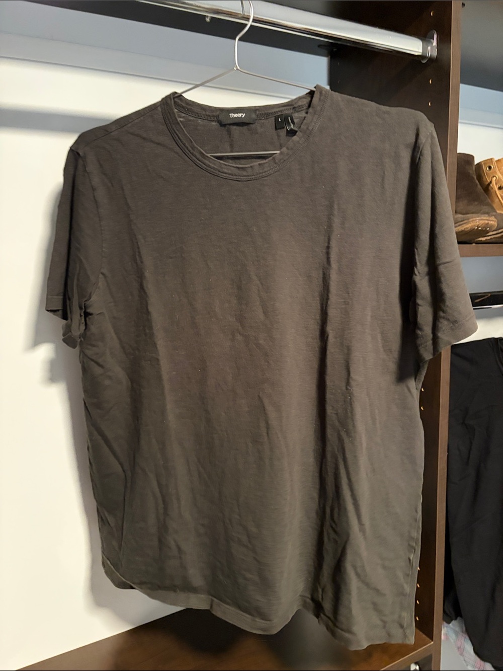 Theory Men's Charcoal Crew Neck Short Sleeve Tee
